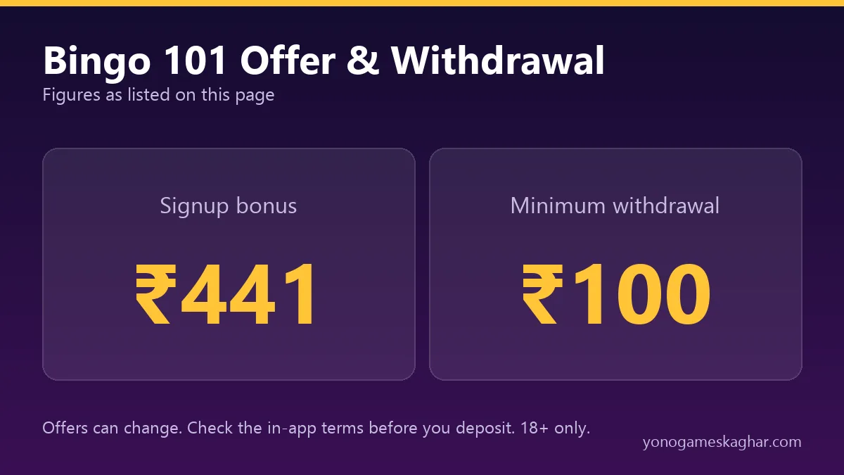Bingo 101 bonus and withdrawal