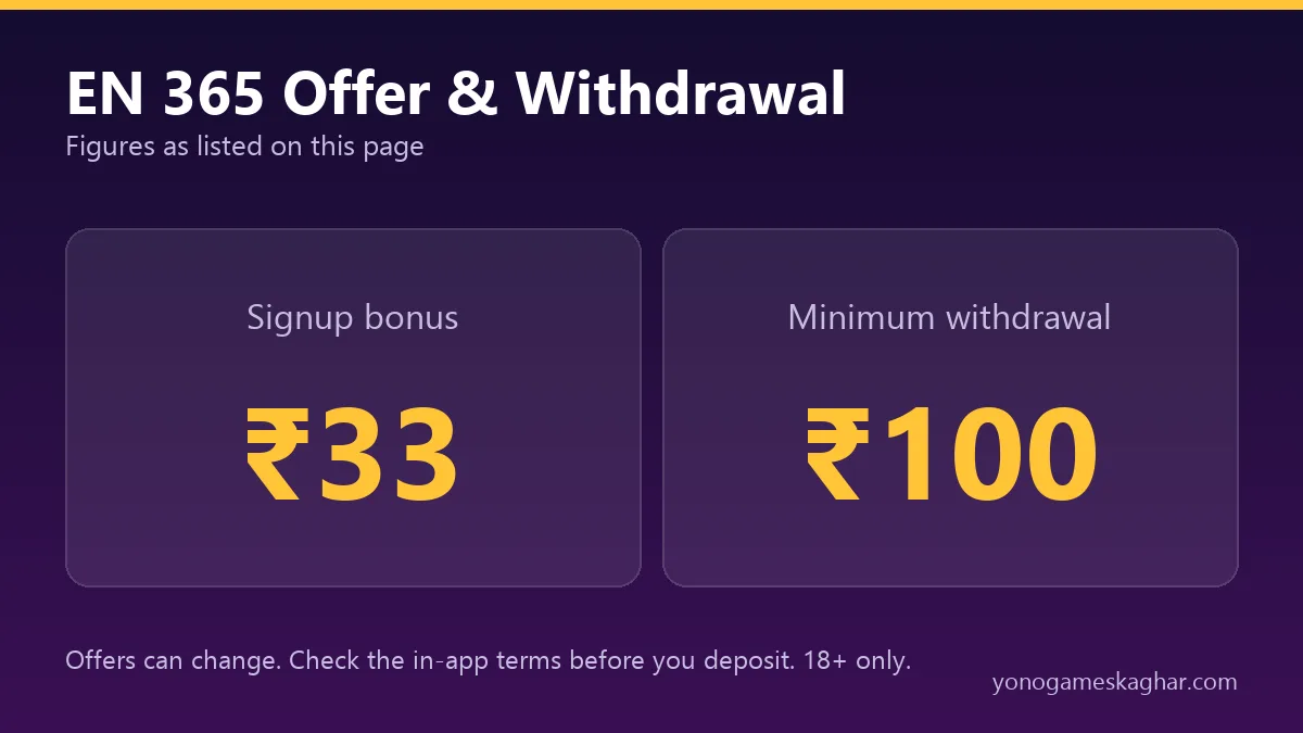 EN 365 bonus and withdrawal