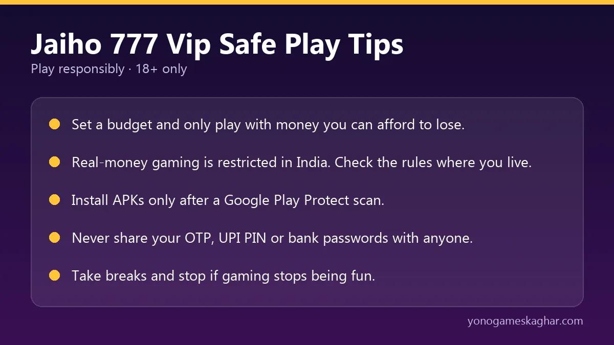 Jaiho 777 Vip safe play tips