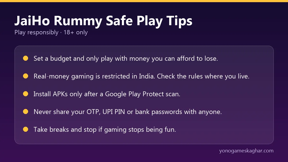 JaiHo Rummy safe play tips