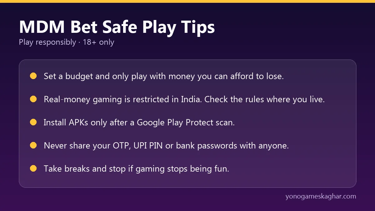 MDM Bet safe play tips