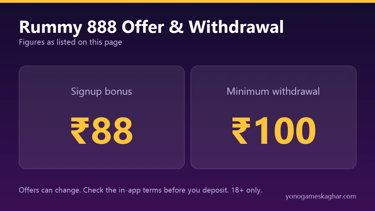 Rummy 888 bonus and withdrawal