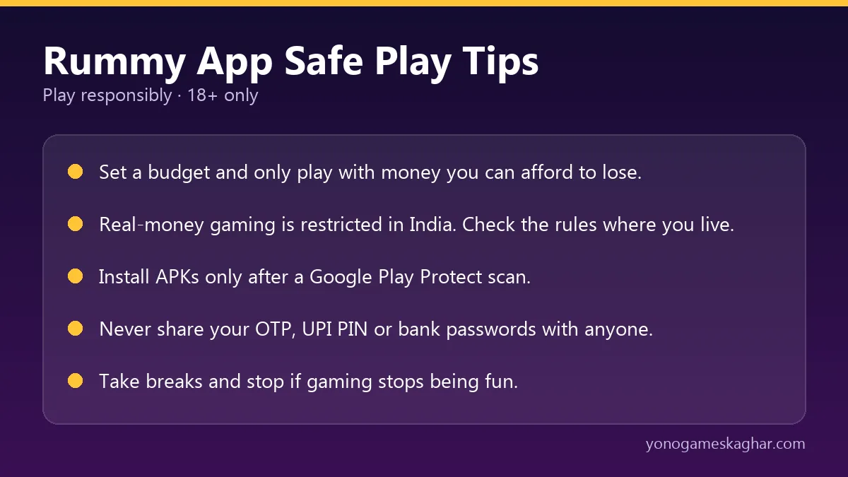 Rummy App safe play tips