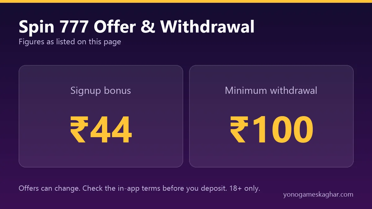 Spin 777 bonus and withdrawal